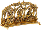 Prince Home Decor & Gifts Metal Laxmi Saraswati Idol Decorative Murti Peacock Frame Metal Statue For Pooja & Your Home, Office, Decorative Showpiece Figurines, Corporate Gift, Golden