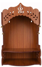 Be artistic studio Wood Temple for Home - Compact Wall Hanging Mandir with Storage Drawer | Premium Solid Wood Pooja Ghar for Wall Mount or Tabletop (9 x 9 x14 Inch) - NIB-988