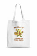 Studio JoySprout Avocado Canvas Tote Bag | Cute Cotton Reusable Shopping Bag | Open Top Non Zipper | White | Unisex