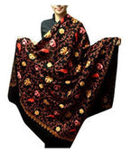 Varun Cloth House Women's Woollen Embroidery Shawl (vch267_Black_Free Size)