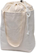 Metsi Reusable Grocery Canvas Bag – 19x15, 100% Recycled Cotton Tote with Extendable Drawstring Top, Heavy-Duty Eco-Friendly Shopping Bag with Shoulder Straps, Foldable - Pack of 3