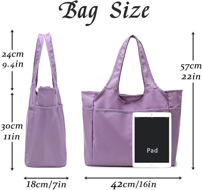 Voroly Tote Bag Women Casual Handbag Shoulder Bag Purses with Zipper and Pockets for Work School Gym Travel Shopping (PURPLE)