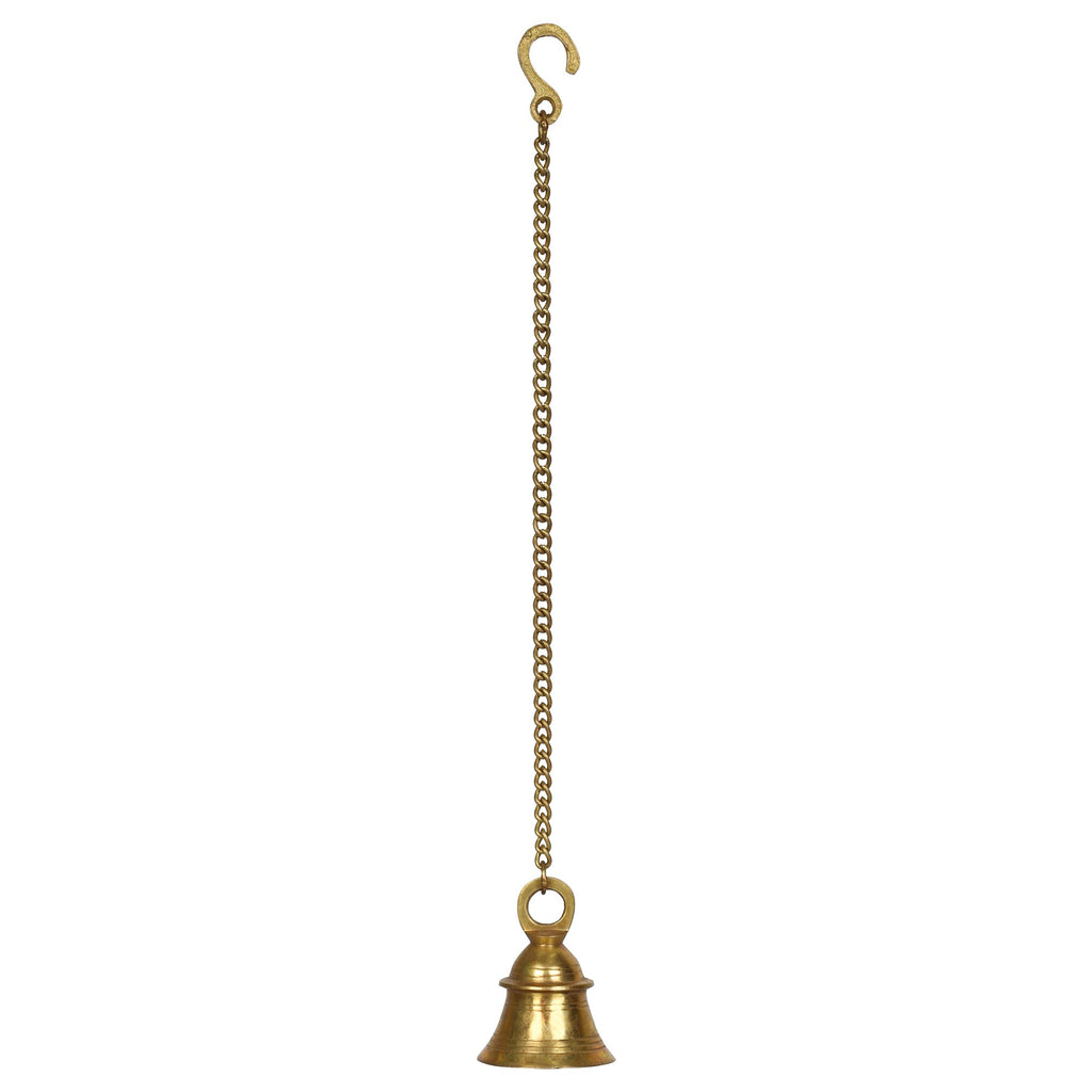 Svarup Brass Hanging Temple Bell with Chain Home Decor Wall Decor Ghanti for Pooja (Bell 4 Inch with Chain 22 Inch)