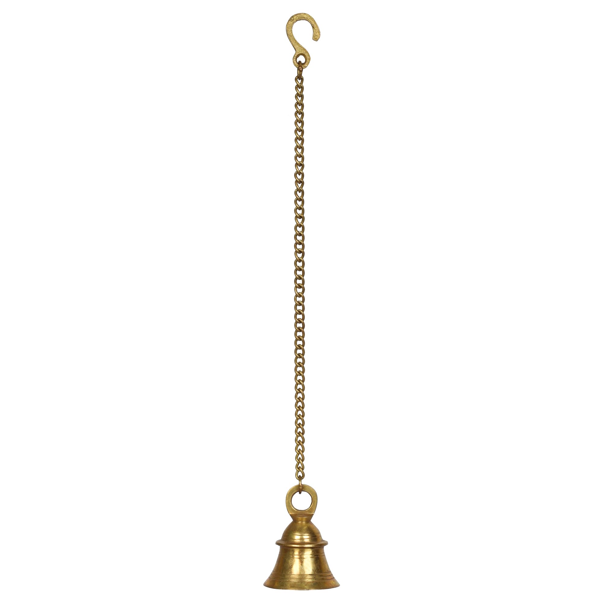 Svarup Brass Hanging Temple Bell with Chain Home Decor Wall Decor Ghanti for Pooja (Bell 4 Inch with Chain 22 Inch)