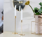 Richies Enterprises - Golden Tealight Candle Holder, Candlestick Holders Taper Candle Holders - 2 Pc Candle Stick Holders (Large + Medium)