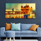 VIBECRAFTS A Classic Golden Temple Premium Canvas Wall Painting With Frame for Living Room Drawing Room Home|Office|Gift (PTVCH_2213)