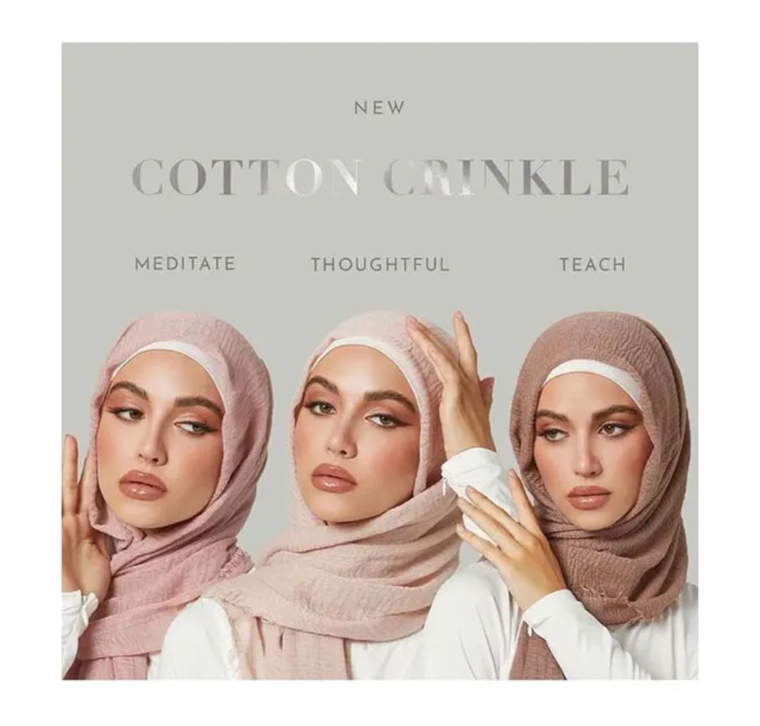 IBA ISBA COLLECTIONS Women's Crinkle Cotton Scarf, Stoles, Hijab (80 x 190 Cms) (Peach Beige)