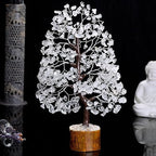 JINALI GEMS ® Clear Quartz Tree - Natural Gemstone Healing Crystal Bonsai Tree of Life- Protection & Aura Cleansing - Size 9-10 inch (Silver Wire - 300 Beads Approx)