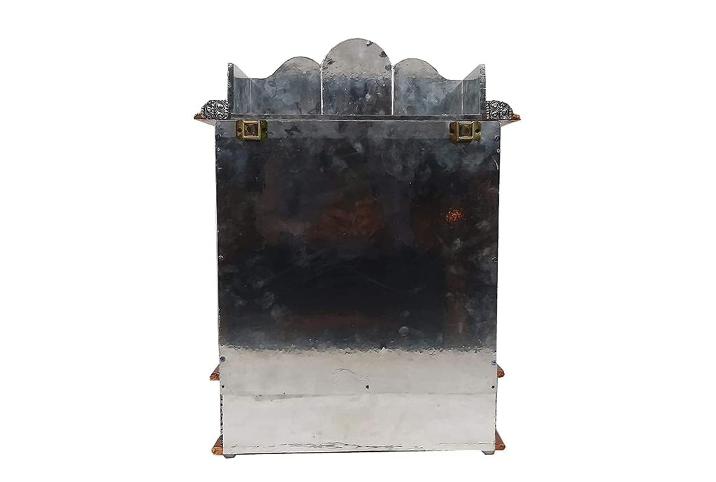 Suhanika Crafters Wooden Pooja Mandir With Copper Aluminum Accents | Big Size Temple for Home, Office, Room | Dev Ghar Sagache Mantapa (X-Large 9X15 Inches)