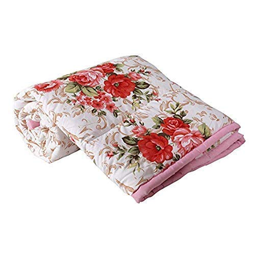 WONDERLOOK 100% Super Soft Reversible Design Dohar I AC Blanket I Blanket for All Season I Gifting (Double, Pink Flower) Kafalo
