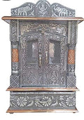 Suhanika Crafters Pooja Temple for Home Big Size Wooden Designer Pooja Mandir for Home, Modern Oxdised Bhagwan Ghar (9x12 Inches)