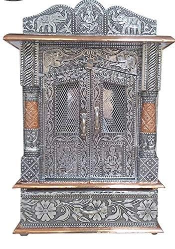 Suhanika Crafters Pooja Temple for Home Big Size Wooden Designer Pooja Mandir for Home, Modern Oxdised Bhagwan Ghar (9x12 Inches)