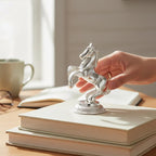 KridayKraft Jumping Horse Metal Statue for Wealth Table Top Figurine for Living Room Bedroom Home Office Animal Decorative Showpiece Feng Shui Vanstu Sculpture for Gift Purpose. (Silver)