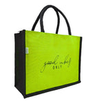 JUTEKA quote printed Jute Bag for Lunch, Office, Grocery, Picnic, Tiffin, Shopping Hand Bag with padded cotton handles…