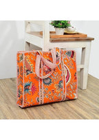 Yda fashion Quilted Cotton Tote Bag for Women & Men, 3 Layer Shopping Bag, Printed Reusable Grocery Tote, Lightweight Multipurpose Shoulder Handbag for Daily Use