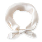 Ciormis 100% Mulberry Silk Scarf-Women's 21''/27''Square Silk Hair Head Scarf Neckerchief with Gift Packaged, 21''x 21''-style 05-ivory, 21''x 21''