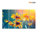 VIBECRAFTS Mexican Sunflower 5 Pieces Canvas Wall Painting For Home | Office | Living Room | Gift (PTVC5Pcs4_8541)