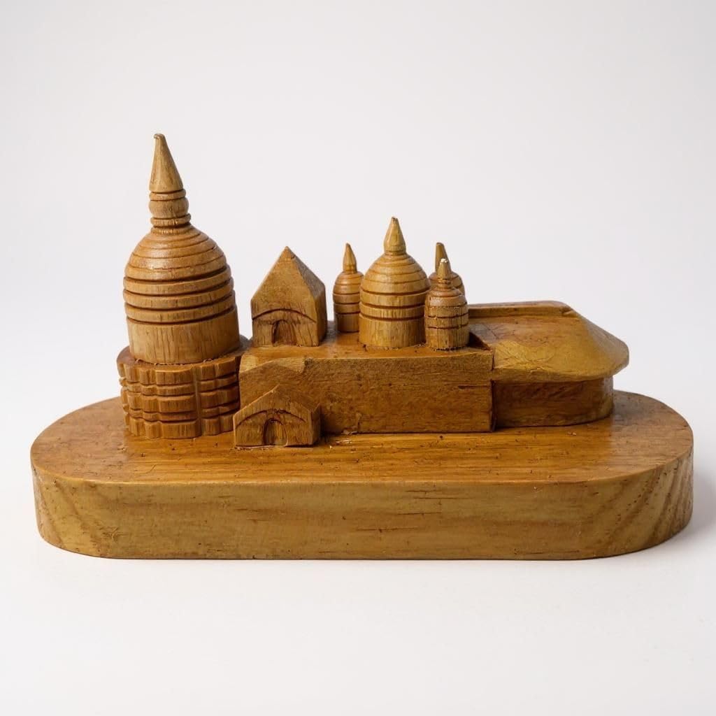 Handcrafted Wooden Kamakhya Temple Model – 13x4.5x7.5cm | Assam Souvenir | Temple Replica Showpiece | Gift & Decor | Traditional Indian Handicraft (Medium)