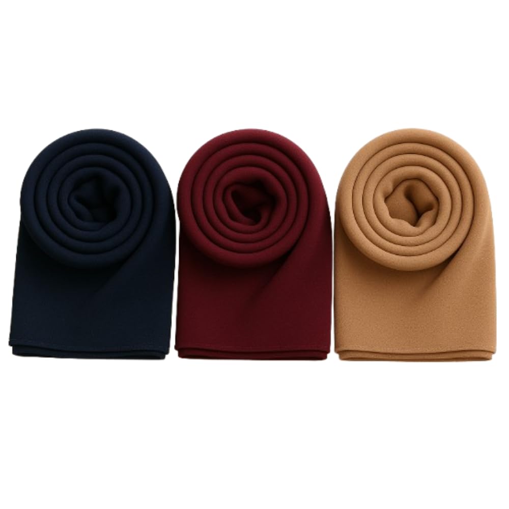 Trending Plain Chiffon Georgette Fancy Hijab/Scarves/Shawl/Stoles/Duppatta Combo of 3 Muslim Women Malaysian Soft College Girls Abaya Scarf Collection (Ink blue,Maroon, Bronze)