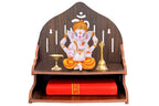 nexat Mangal Beautiful Wooden Pooja Stand for Home Pooja Mandir for Home Temple for Home and Office Puja Mandir for Home Wall Mounted Size (H- 28, L- 28, W- 27 CM) (Black)