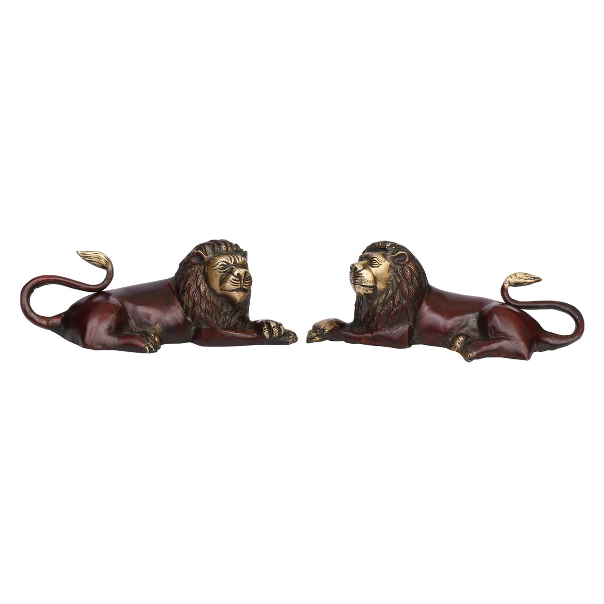 ARTVARKO Brass Lion Pair Statue for Vastu Shastra and Feng Shui Remedies for Home Decor Statue 7 Inches