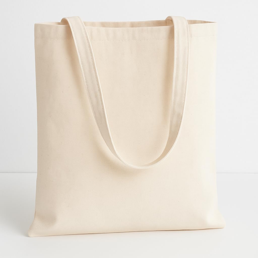 Bhoomi Impex Cotton Bags, Natural Cotton, Large Shopping Bags with Long Handles, Set of 2, Off-White Tote Bag for Women/Girls | Multipurpose Bags for School/Gym/Shopping
