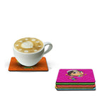 Artvibes Printed MDF Wooden Coasters for Home and Kitchen | Dining Table Decor | Square Coasters | Kitchen Decorative Items | Table Decoration | Home Decor (Set of 6 | 4x4 Inch)(Cartoons) TC_2011