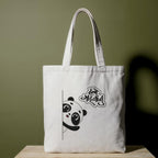 Reusable Cotton Fabric Cute Panda Printed Tote Bag Ideal for Travel Shopping College & Office Use