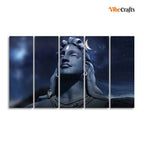VIBECRAFTS Adiyogi Shiva Statue Canvas Wall Painting of Five Pieces For Home|Office|Living Room|Gift (PTVC5Pcs4_8720N)