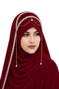 AL NOOR HIJAB Women's Pearl Chain Stone Hijab Scarf WIth Chiffon Dupatta