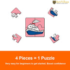 Artvibes Vehicle Wooden Jigsaw Puzzle Games for Children & Kids | Jigsaw Puzzles for Kids Age 2-5 | 4 Pieces Puzzle | Toddler's Wooden Puzzles (PZ_504N), Set of 6