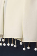 Urshia Georgette Hijab for Women - Pearl and Moti Latkan Diamond Hijab (Off White)