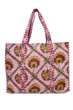 HOUSE OF GULAB Tote Bag for Women Cotton Canvas Tote Bag with Long Handle & Inside Pocket Shoulder Handbag Shopping College Office Travel Reusable Cloth Bag Large Ladies Bag (Baby Pink & Brown)