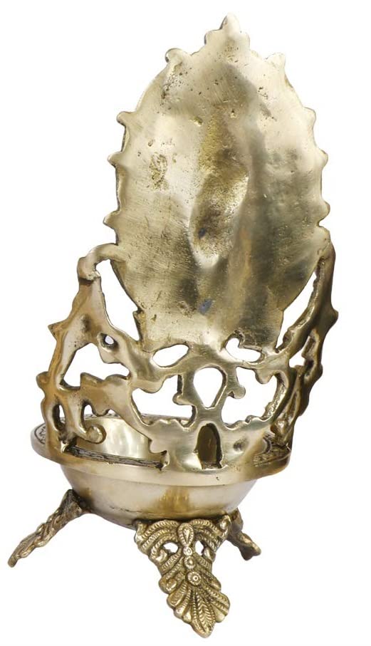 Svarup 11 Inch Gold Color Brass Laxmi Diya Oil Lamp: Ideal for Temple Aarti, Deepak Pooja, and Jyot Lighting