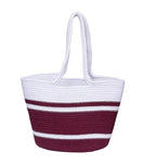 BEAUTIFUL HOMMIES Attractive Hand Bag |large Tote Bag |Summer Bag | Bucket Bag | Basket Bag | Bamboo Tote | Beach Bags for Women|Boho Bag|Handbag |Jute Bag |Handmade Bag (WHITE MAROON)