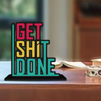 Artvibes Wooden Idols and Figurine Get Done Motivational Quote Table Decor for Office Desk|Home Decoration|Living Room|Bedroom|Modern Art Wood Showpiece Decorative Gifting Item(Sp_1103)