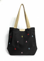 BROGBUS Canvas Tote Bag with Two Handles for Shopping, Travel, School, Office, and Daily Use, Black