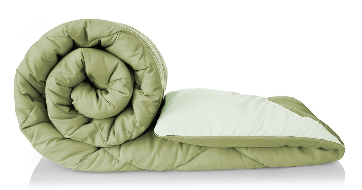 A Brand New - Umi Summer Razzai All Season 220 GSM Ac Comforter Ultra Super Soft Fluffy Comforter (90 X 60 Inches/228Cm X 152Cm) - Single Bed Comforter|Green| Lightweight| Microfibre Kafalo