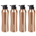 Aquench Stainless Steel Water Bottle, 1 Litre Capacity,Gym, Office, Boys, Girls, Men, Women, Kids, Fridge 1Ltr - 1000 ml, Leak-proof Sipper Cap (Pack of 4, Copper)