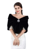 Aukmla Aukmla Wedding Black Faux Fur Wraps and Shawls Wedding Bridal Stoles Scarf for Brides and Bridesmaids