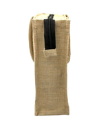 JUTEKA Printed Eco Friendly Jute Bag with Zipper Closure and Premium Cotton Handles for Lunch, Grocery, Tiffin, Office, Shopping