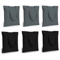 Lify Cotton Canvas Tote Bags Bulk Shopping Bag for Crafts, DIY Reusable Grocery Bag, 14 X 16 Inch – 6 Piece Pack (Black (3Piece)+ Grey(3Piece))