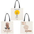 ATVI.FIT Trendy Cotton Close Zip Tote Bags for Women Designs - 15.5x15 - Perfect for College, Office, Yoga, and Everyday Use (Set of 3 SST)