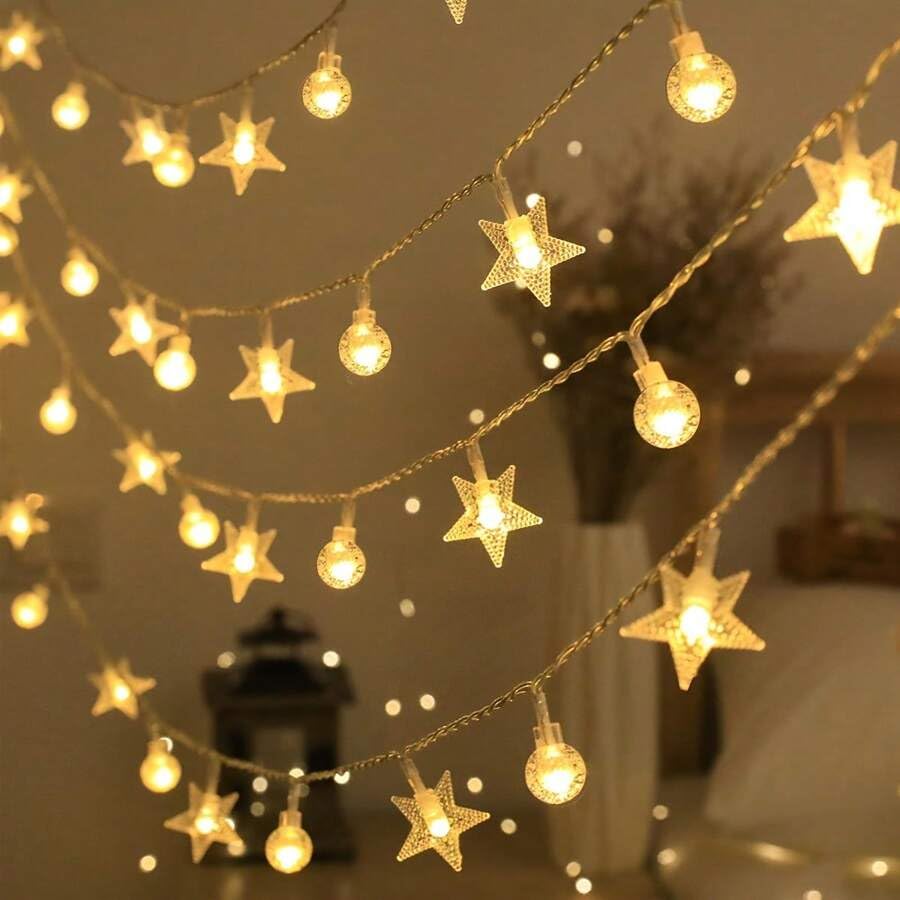 The Purple Tree Decorative Crystal Ball And Star String Led Lights For Diwali Christmas Wedding-3 Meters(1 Pc,20 Bulbs)Diwali Lights,Christmas Decorative Lights,Festive Lights