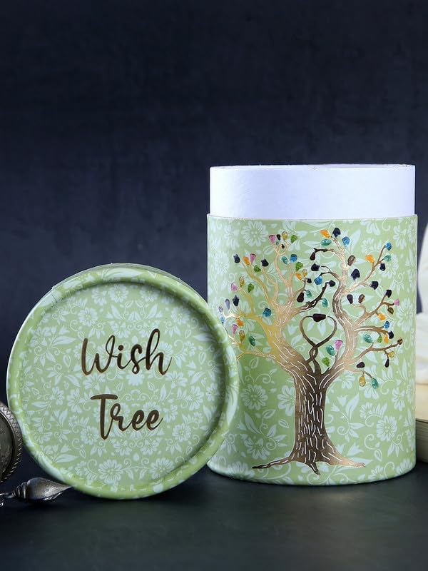Luxe Art Handcrafted Aventurine Crystal Wish Tree with Glass Dome, 12 cm Decorative Feng Shui Gemstone Tree for Home Office, Wooden Base