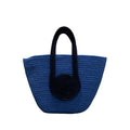 BEAUTIFUL HOMMIES Attractive Hand Bag | large Tote Bag | Summer Bag | Bucket Bag | Basket Bag | Bamboo Tote | Beach Bags for Women | Boho Bag | Handbag | jute Bag | Handmade Bag| (BLUE-BLACK)
