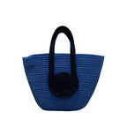 BEAUTIFUL HOMMIES Attractive Hand Bag | large Tote Bag | Summer Bag | Bucket Bag | Basket Bag | Bamboo Tote | Beach Bags for Women | Boho Bag | Handbag | jute Bag | Handmade Bag| (BLUE-BLACK)