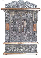 Handicrafts Wooden Temple for Home, Wooden/Mandap Aluminum Copper, Big Size 9x12 Inches