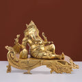 ARTVARKO Large Size Brass Ganesh Bhagwan Idol Resting Position Virajman on Designer Peacock Couch Ganesha Ganapati Ganpati Puja Decor Gift