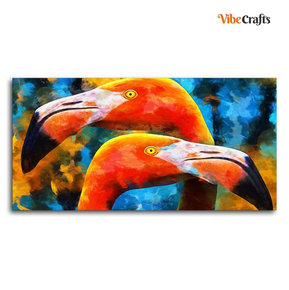 VIBECRAFTS Canvas Paintings for Living Room Drawing Room Flamingo Couple Canvas Wall Painting Fitted With Wooden Frame for Home | Office | Gift (PTVCH_2437)